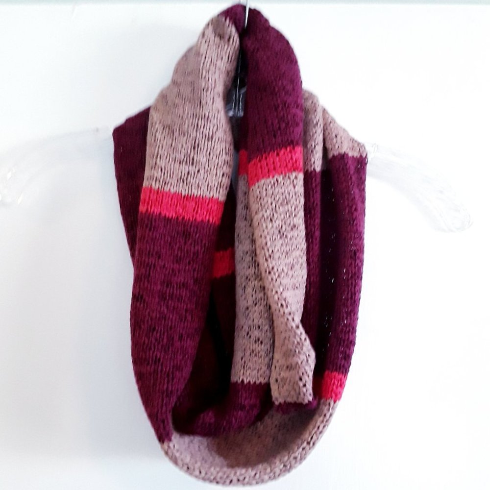 Infinity Women's Scarf in Purple, Coral & Latte